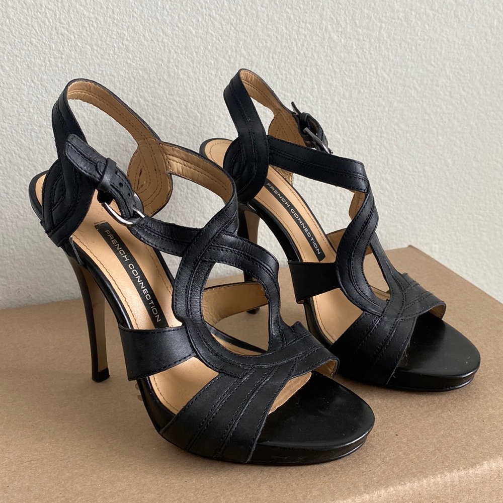 Women’s strapy French Connection black heels